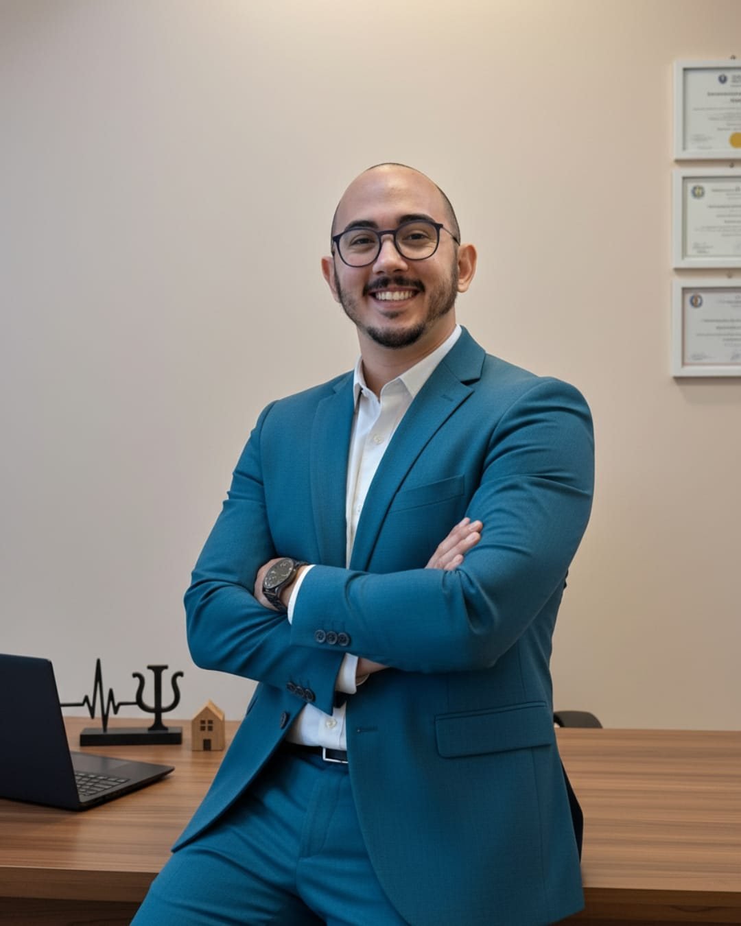 Samuel Saboia, psicólogo, em seu consultório